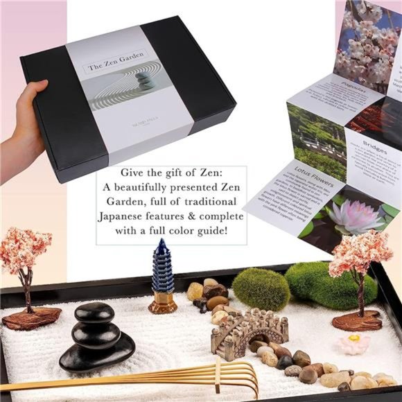 Zen Garden Kit 11x8in Beautiful Premium Japanese Mini Rock Garden Gift Set. Home - Picture 6 of 6